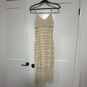 Elegant Cream Knit Maxi Dress